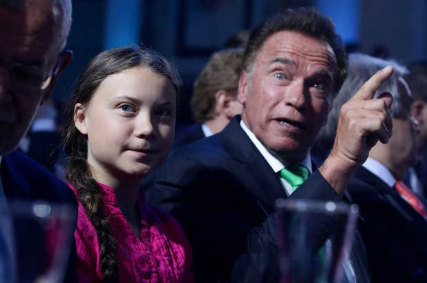 Arnold Schwarzenegger és Greta Thunberg a klímaváltozás ellen